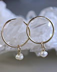 Pearl Hoop Earrings, Rose Gold Bridal Jewelry, Gold Filled Hoops - Melt'm Jewelry