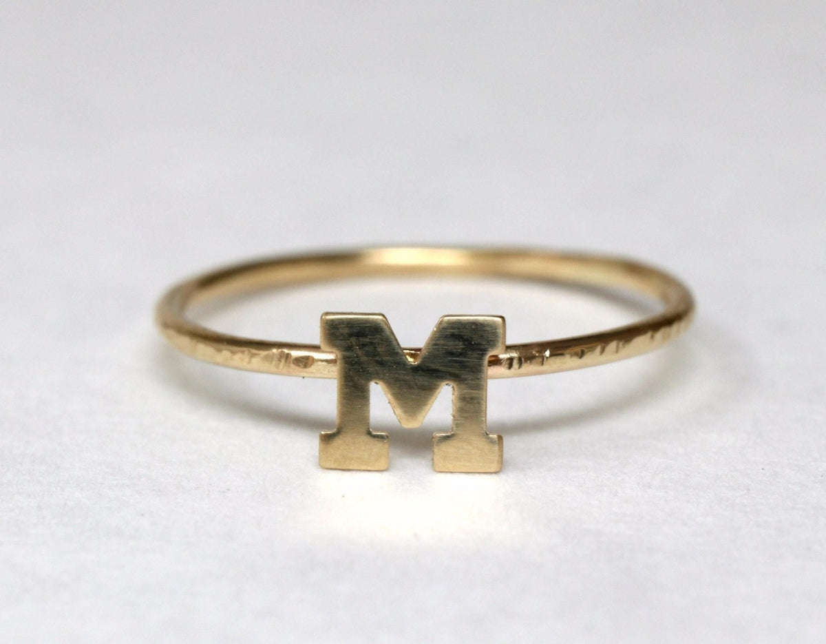 14k Gold Initial Ring - Melt'm Jewelry