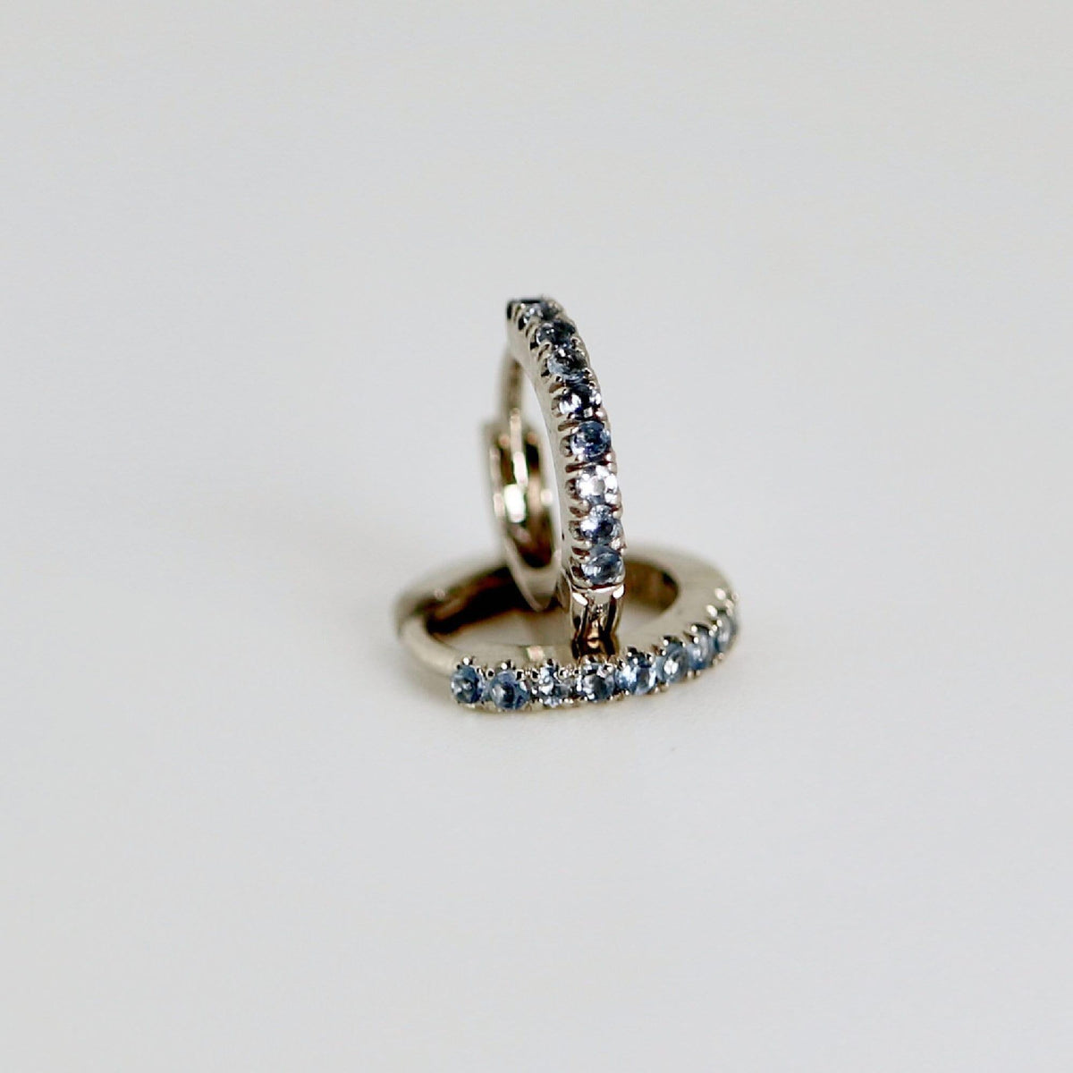 Mini Aquamarine Huggie Earrings in 14k White, Rose or Yellow Gold (Single or Pair) - Melt'm Jewelry