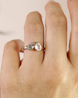 Toi et Moi Ring 14k Gold, Moonstone & Aquamarine Engagement Ring, You and Me Ring - Melt'm Jewelry