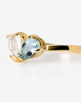 Toi et Moi Ring 14k Gold, Moonstone & Aquamarine Engagement Ring, You and Me Ring - Melt'm Jewelry