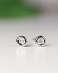 14k Solid Gold Tiny Diamond Stud Earrings (SINGLE OR PAIR) - Melt'm Jewelry