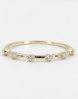 Dainty Diamond Ring 14k Solid Gold – Milgrain Bezel Set 6 Diamond Minimalist Stacking Dot Ring Gift for Her - Melt'm Jewelry