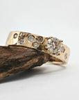 14k Gold Flush Set Diamond Wedding Band, Diamond Gypsy Ring - Melt'm Jewelry