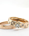 14k Gold Flush Set Diamond Wedding Band, Diamond Gypsy Ring - Melt'm Jewelry