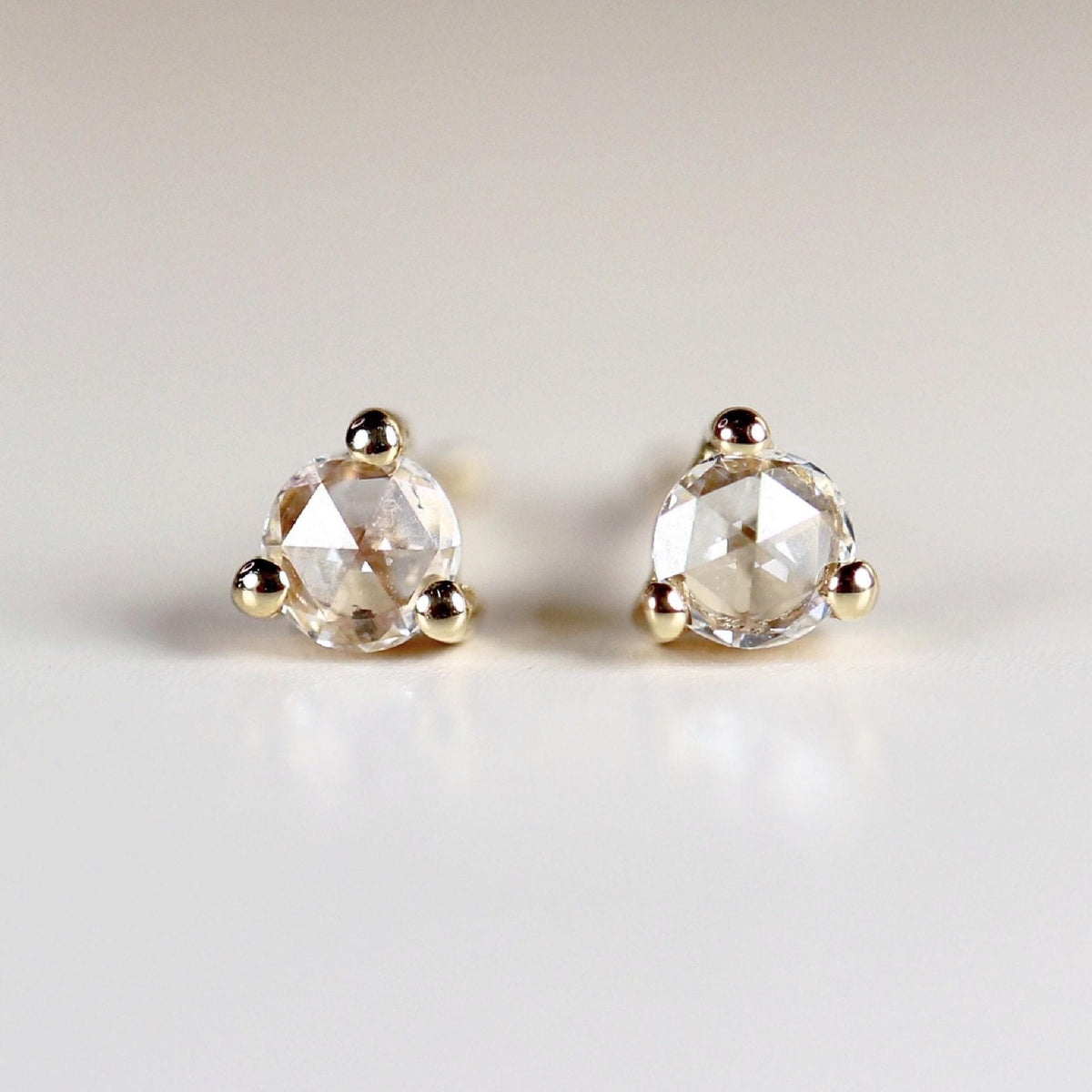 Rose Cut Diamond Earrings in 14k Gold - Melt'm Jewelry