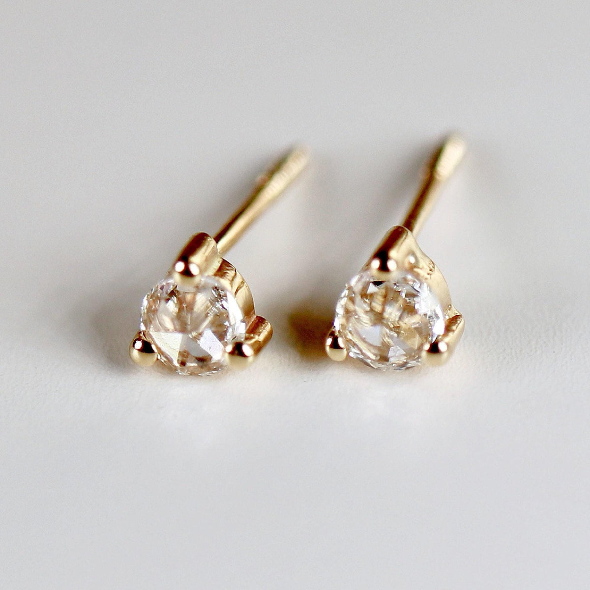 Rose Cut Diamond Earrings in 14k Gold - Melt'm Jewelry