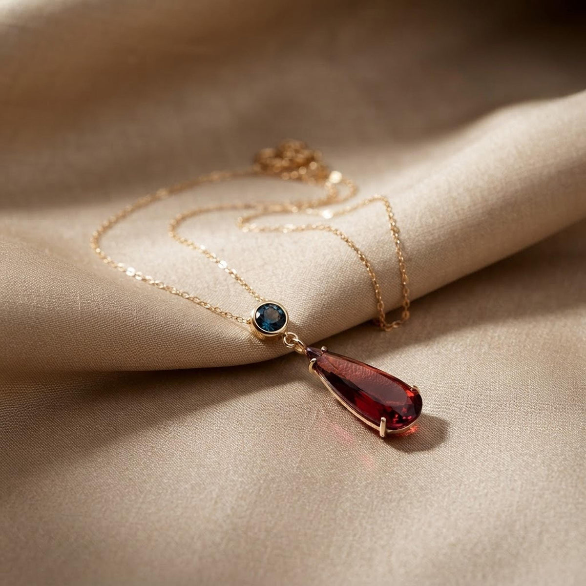 14k Gold Pink and Green Tourmaline Drop Necklace - Melt'm Jewelry