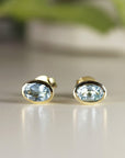 Aquamarine Stud Earrings 14k Solid Gold - Melt'm Jewelry