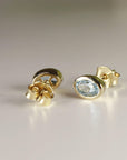 Aquamarine Stud Earrings 14k Solid Gold - Melt'm Jewelry