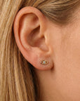 Evil Eye Flat Back Earrings 14k Solid Gold, Luck Symbol Stack Earrings (SINGLE OR PAIR) - Melt'm Jewelry