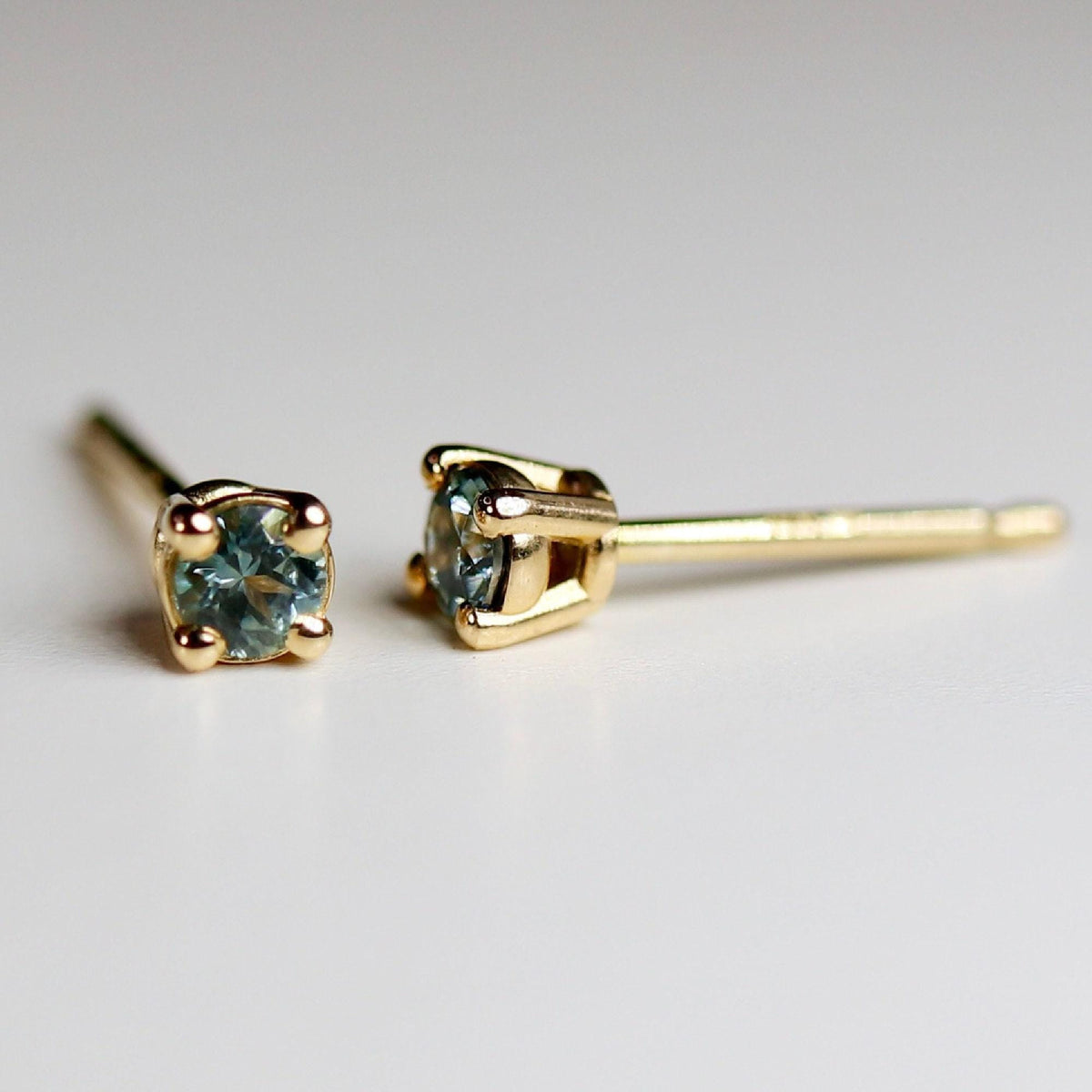Tiny Blue Montana Sapphire Earrings 14k Gold (SINGLE or PAIR) - Melt'm Jewelry