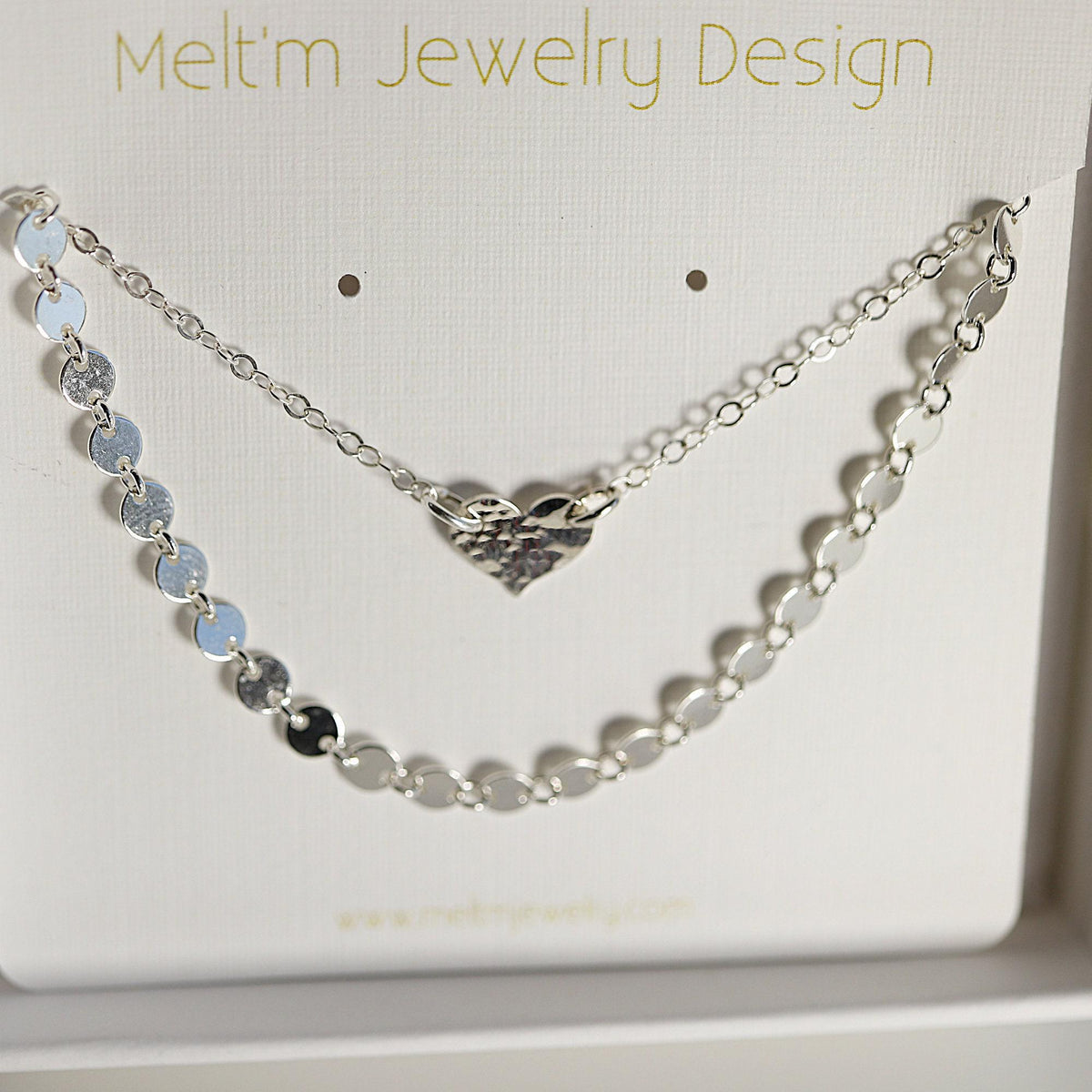 Dainty Sterling Silver Choker Necklace – Sequin Chain Minimalist Necklace, Simple Layering Jewelry Gift for Her - Melt'm Jewelry