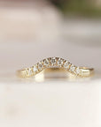 Curved Diamond Wedding Band, Matching Ring Gold Band - Melt'm Jewelry