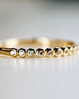 Bezel Half Eternity Stacking Ring 14k Solid Gold, Eternity Wedding Band - Melt'm Jewelry