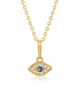14k Gold Sapphire Evil Eye Necklace - Melt'm Jewelry
