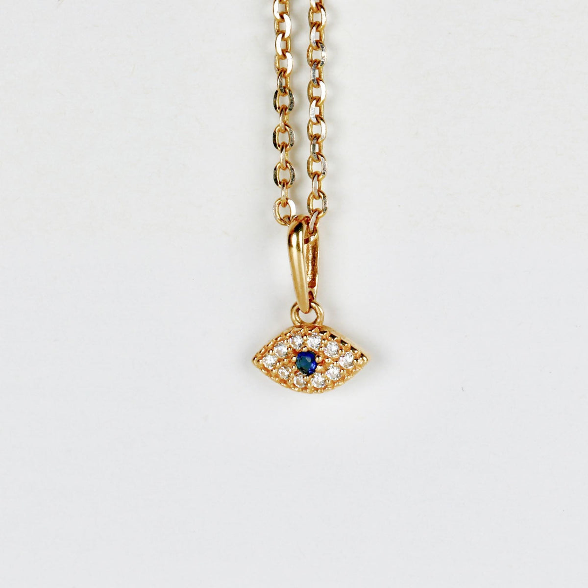 14k Gold Sapphire Evil Eye Necklace - Melt'm Jewelry