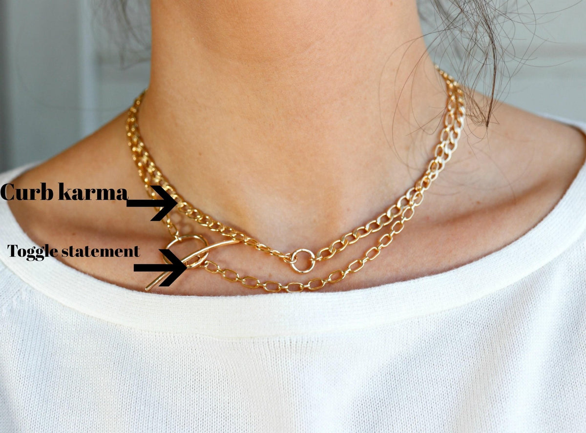 Thick Gold Filled Curb Chain Karma Open Circle Necklace - Melt'm Jewelry