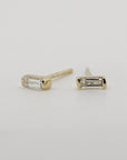 Baguette Diamond Stud Earrings 14k Gold - Melt'm Jewelry
