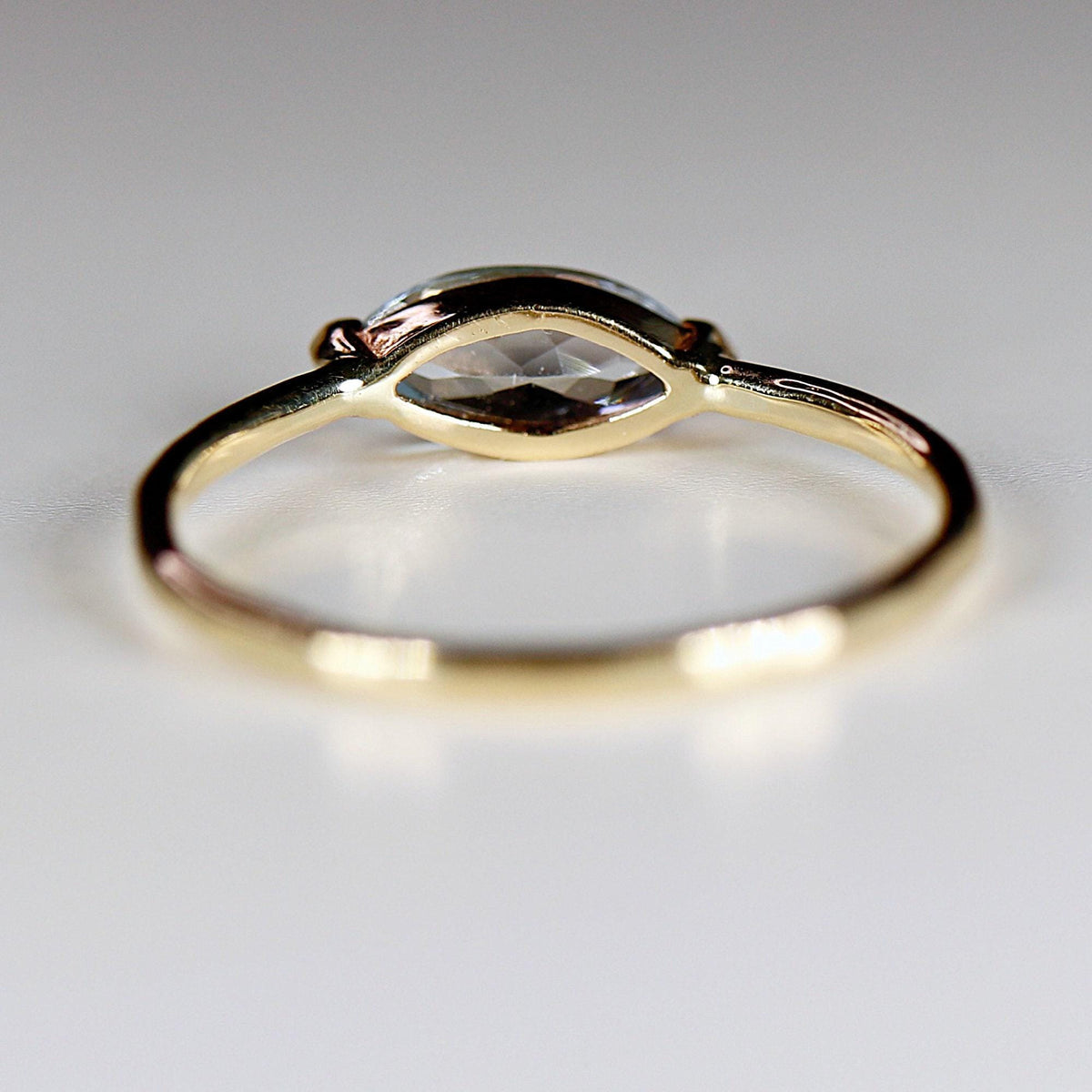 Marquise Aquamarine Ring, 14k Gold Aquamarine Engagement Ring - Melt'm Jewelry