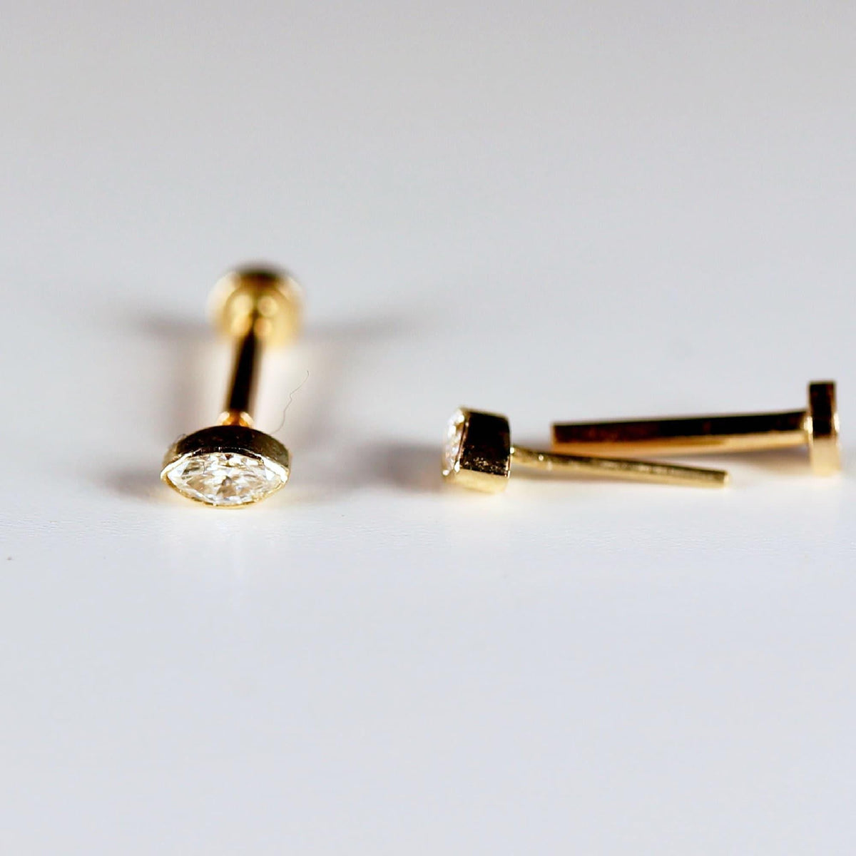 Marquise Diamond Labret Earrings 14k Solid Gold - Melt'm Jewelry