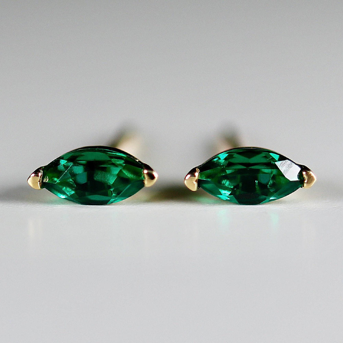 Genuine Marquise Emerald Earrings 14k Gold - Melt'm Jewelry