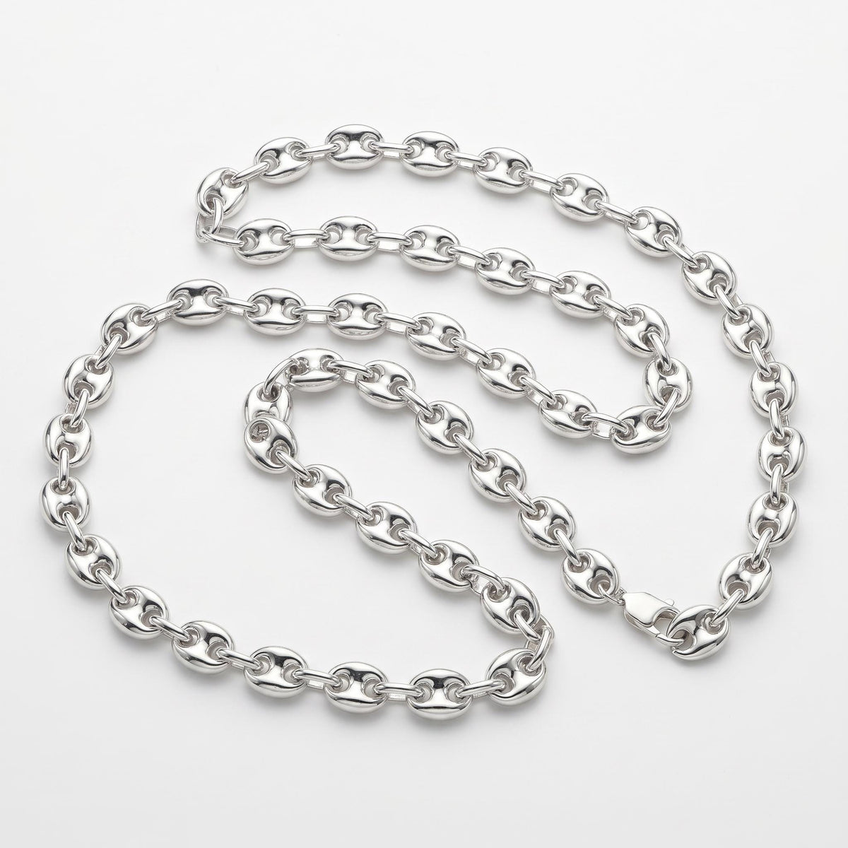 Sterling Silver Puffy Mariner Chain Necklace | Unisex Anchor Link, Modern Everyday Style - Melt'm Jewelry