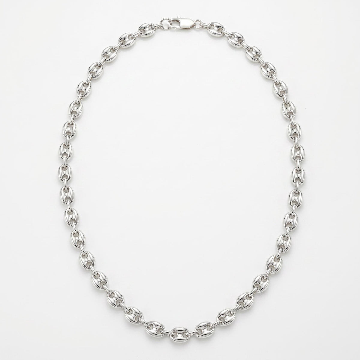 Sterling Silver Puffy Mariner Chain Necklace | Unisex Anchor Link, Modern Everyday Style - Melt'm Jewelry