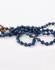 Natural Sapphire Necklace, Hand Knotted Gemstone Necklace, 4mm Blue Sapphire Beaded Necklace, Gold Filled Charm Holder, September Birthstone - Melt'm Jewelry