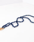 Natural Sapphire Necklace, Hand Knotted Gemstone Necklace, 4mm Blue Sapphire Beaded Necklace, Gold Filled Charm Holder, September Birthstone - Melt'm Jewelry