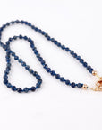Natural Sapphire Necklace, Hand Knotted Gemstone Necklace, 4mm Blue Sapphire Beaded Necklace, Gold Filled Charm Holder, September Birthstone - Melt'm Jewelry