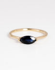 Natural Blue Sapphire Ring, 14K Solid Gold Marquise Sapphire Ring, East West Ring, September Birthstone, Minimalist Gold Ring - Melt'm Jewelry
