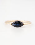 Natural Blue Sapphire Ring, 14K Solid Gold Marquise Sapphire Ring, East West Ring, September Birthstone, Minimalist Gold Ring - Melt'm Jewelry