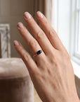 Natural Blue Sapphire Ring, 14K Solid Gold Marquise Sapphire Ring, East West Ring, September Birthstone, Minimalist Gold Ring - Melt'm Jewelry