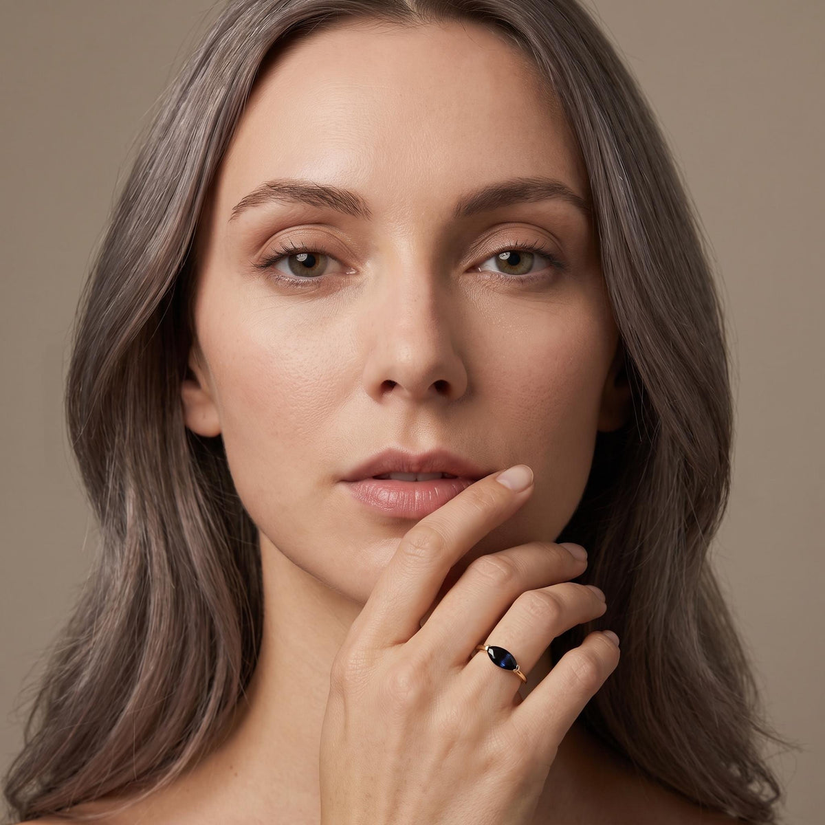 Natural Blue Sapphire Ring, 14K Solid Gold Marquise Sapphire Ring, East West Ring, September Birthstone, Minimalist Gold Ring - Melt'm Jewelry