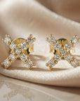 Diamond X Stud Earrings in 14k Yellow Gold - Melt'm Jewelry