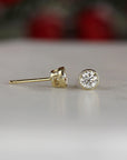 0.50 Ct Natural Diamond Bezel Set Stud Earrings in 14K Gold (SINGLE or PAIR) - Melt'm Jewelry