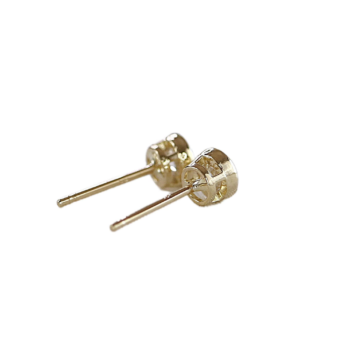 0.50 Ct Natural Diamond Bezel Set Stud Earrings in 14K Gold (SINGLE or PAIR) - Melt'm Jewelry