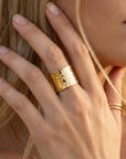 Gold Filled Wide Hammered Ring - Melt'm Jewelry