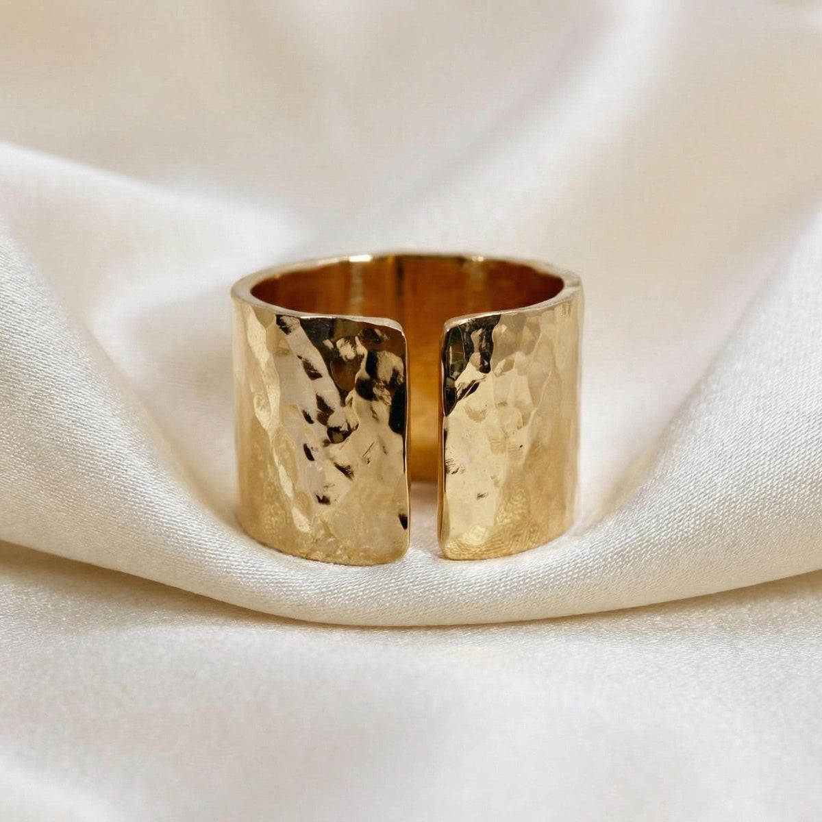 Gold Filled Wide Hammered Ring - Melt'm Jewelry