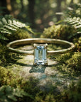 Emerald Cut Aquamarine Engagement Ring - Melt'm Jewelry