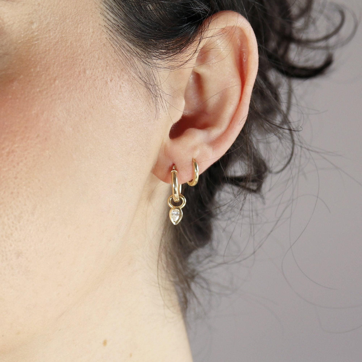Pear Diamond Dangle Hoops Huggies - Melt'm Jewelry