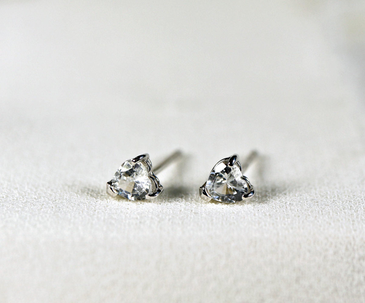 14k White Gold White Sapphire Earrings 14k Gold - Melt'm Jewelry