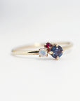 Dainty Cluster Gemstone Promise Ring with Alexandrite, Opal, Ruby - Melt'm Jewelry