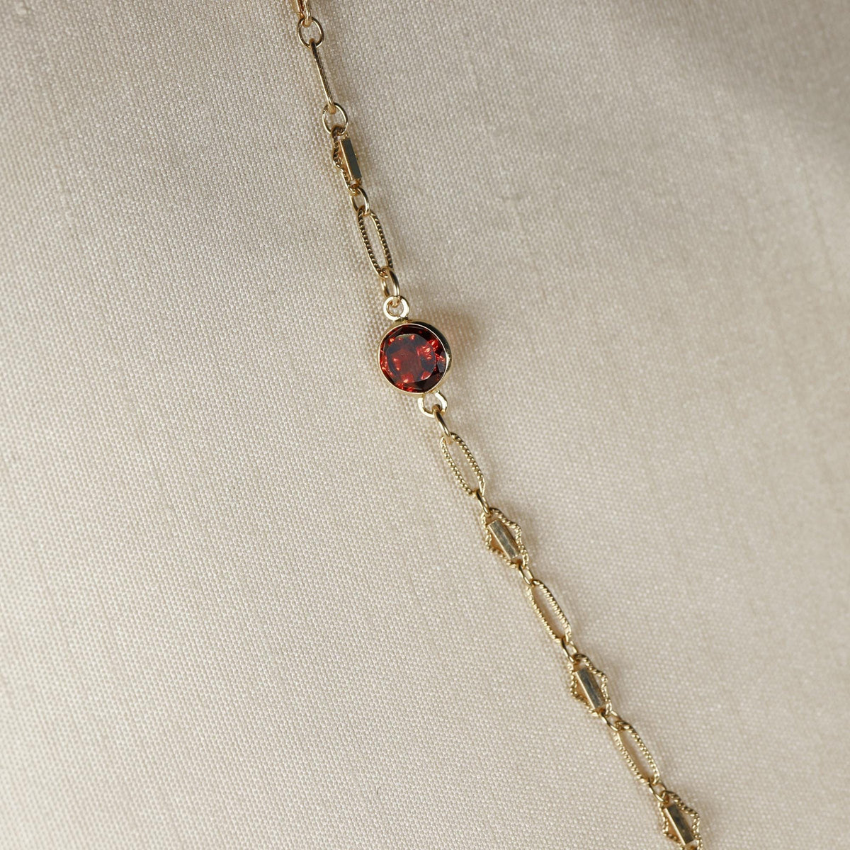 Gold Slave Bracelet, Garnet Hand Chain Bracelet - Melt'm Jewelry
