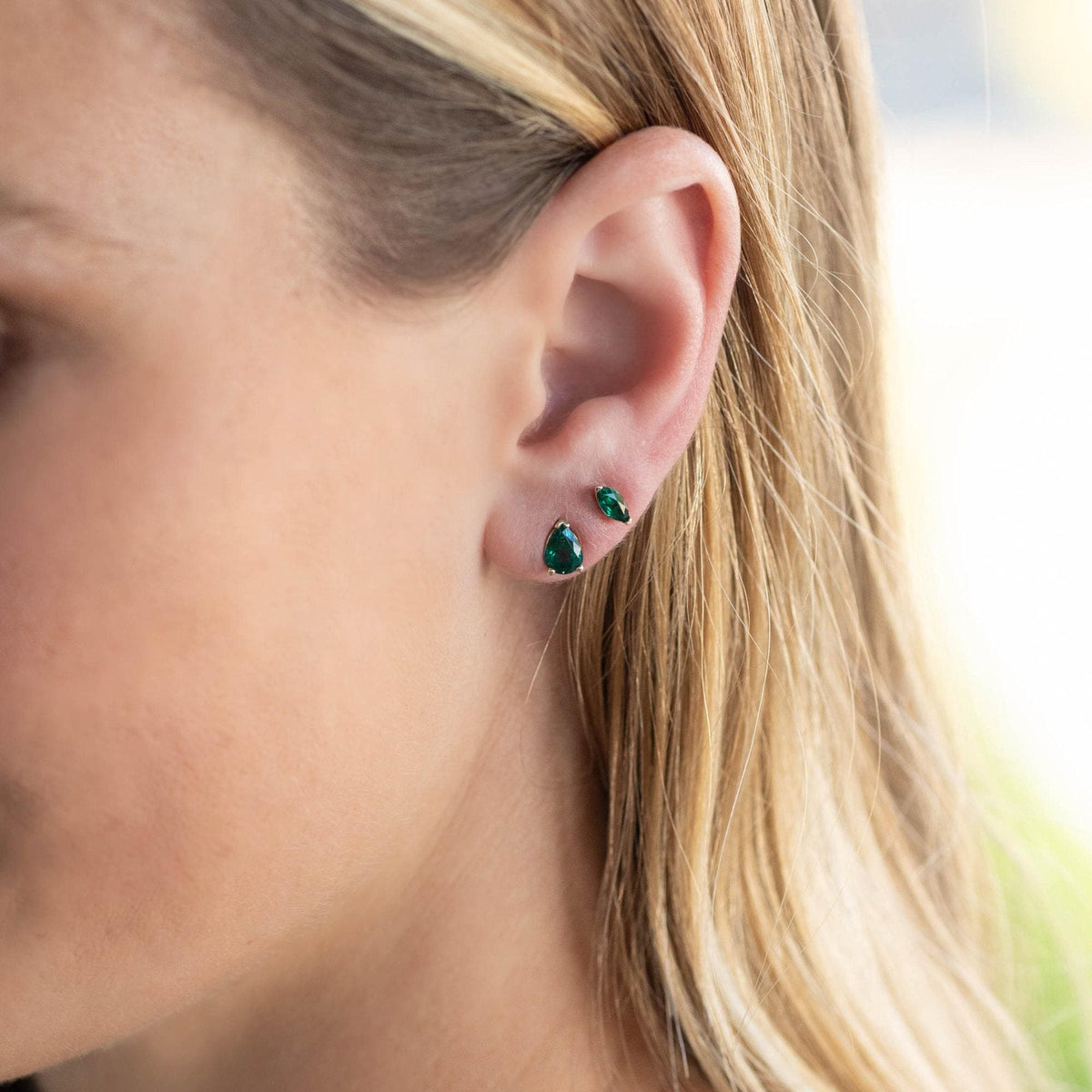 Genuine Pear Emerald Earrings 14k Gold - Melt'm Jewelry