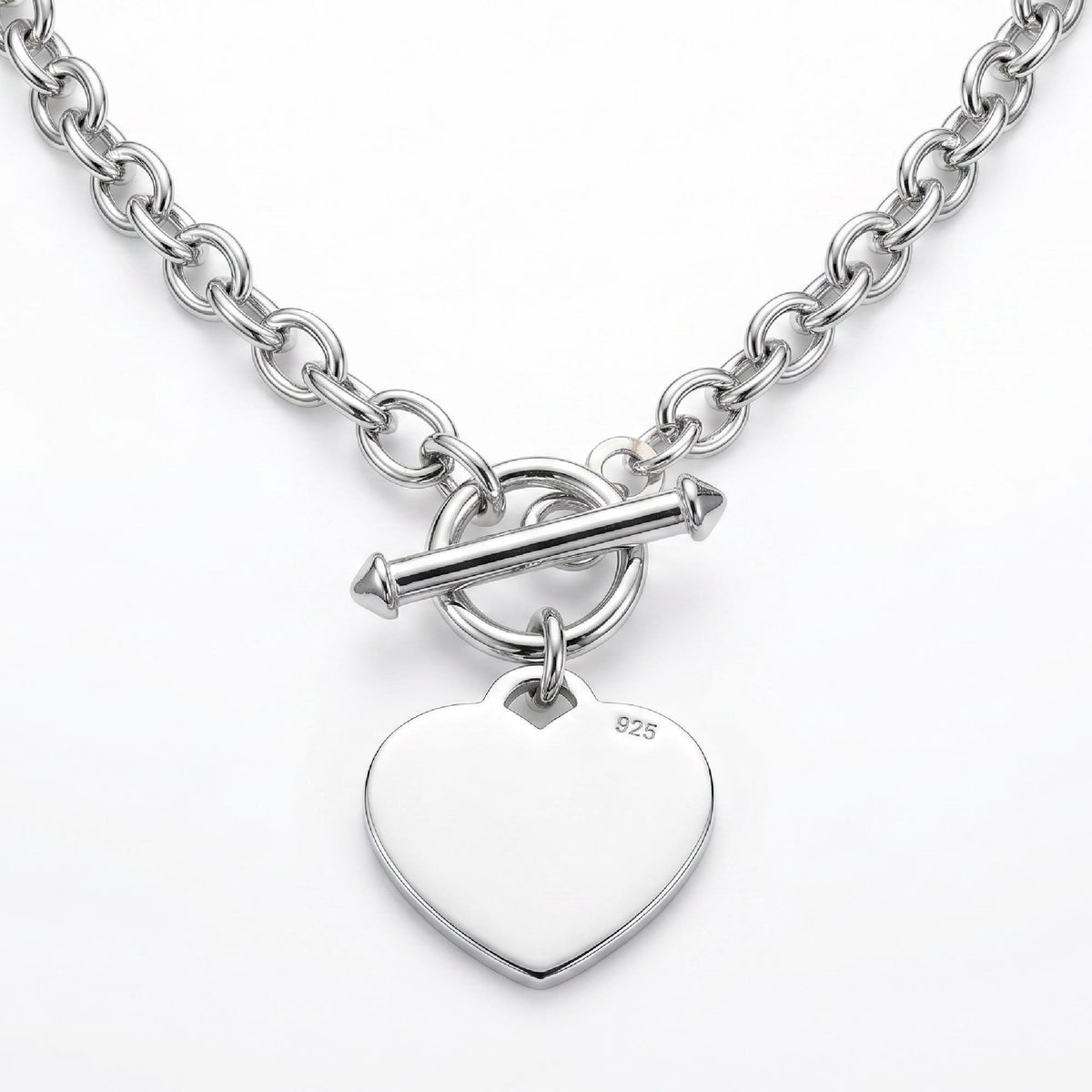 Sterling Silver Engraved Heart Necklace, Personalized Heart Pendant - Melt'm Jewelry