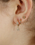 Diamond Star Huggie Hoop Earrings Dangling in 14k Gold (SINGLE OR PAIR) - Melt'm Jewelry
