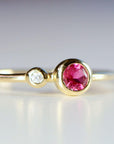 14k Gold Diamond & Pink Tourmaline Ring - Melt'm Jewelry