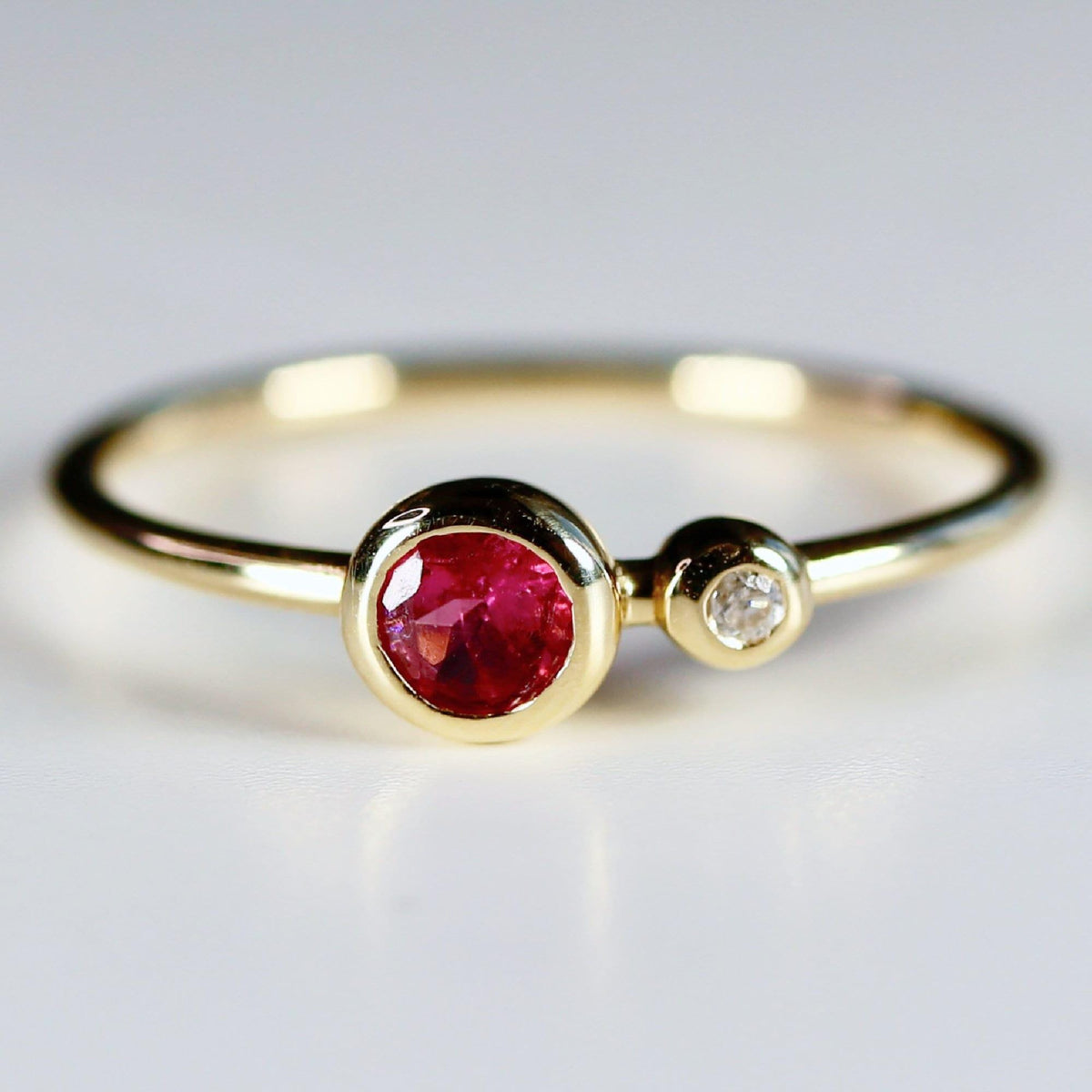 14k Gold Diamond &amp; Pink Tourmaline Ring - Melt'm Jewelry